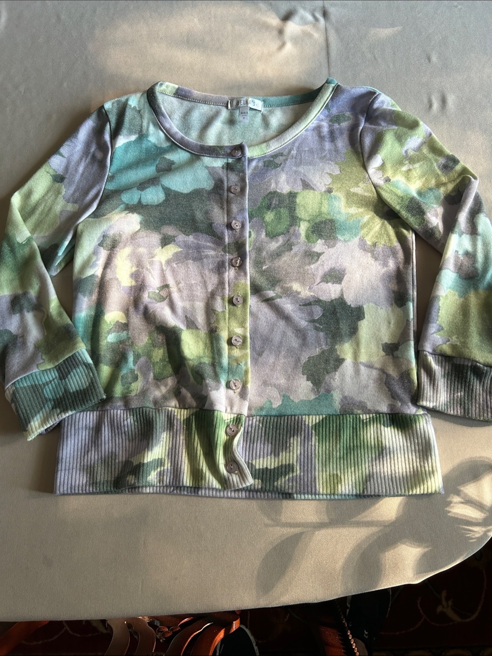 dELiA*s Pastel Green & Lavender Button-Up Cardigan
